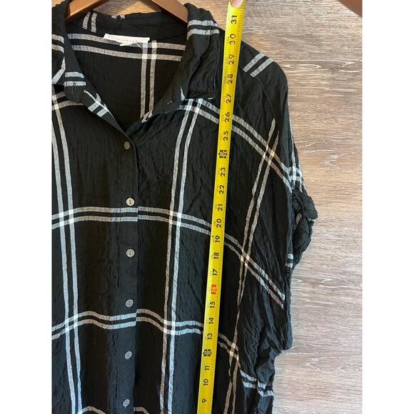 Jane and Delancey Blouse Top Size 2X Plus Black Button down Wrinkled Geometric - Picture 7 of 8